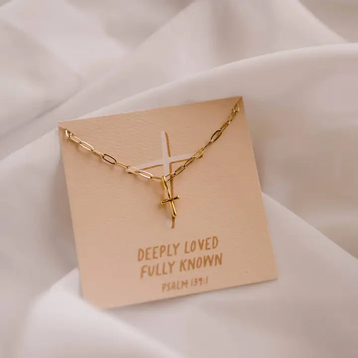 DEEPLY LOVED FULLY KNOWN CROSS NECKLACE