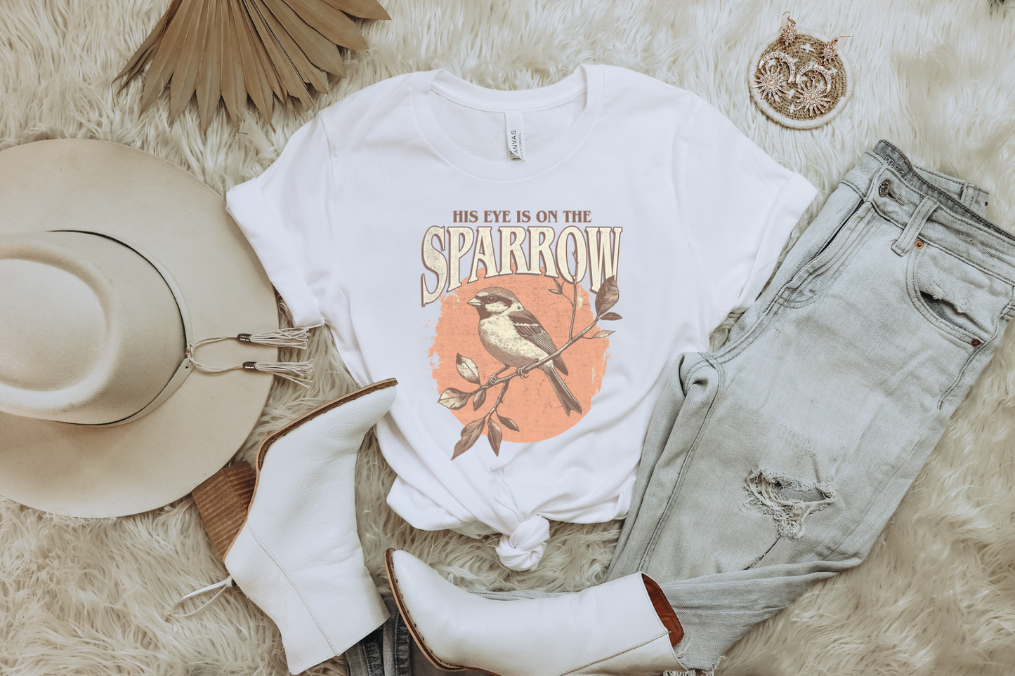 HIS EYE IS ON THE SPARROW ADULT GRAPHIC TEE
