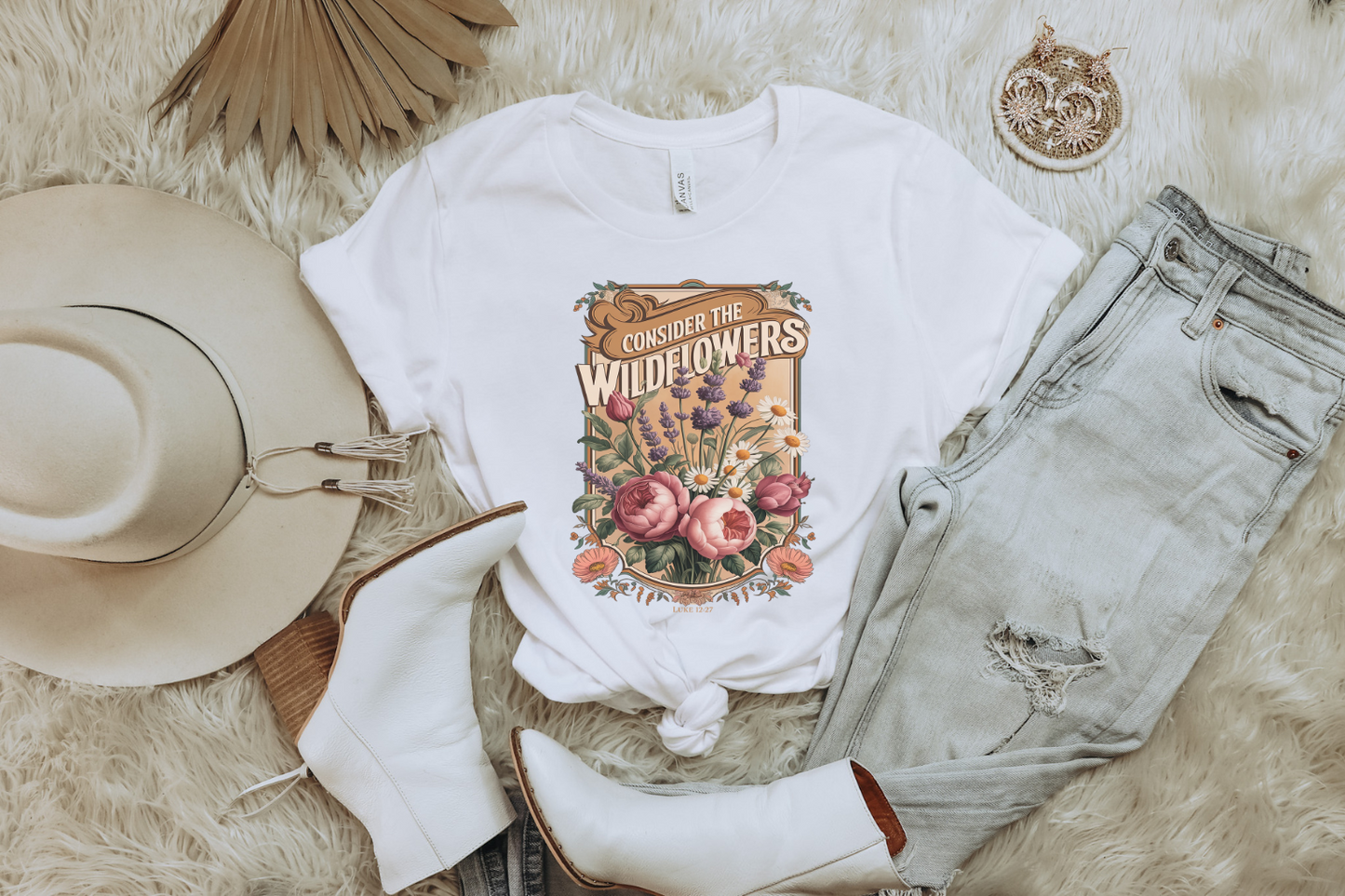 CONSIDER THE WILDFLOWERS LUKE 12:27 GRAPHIC TEE