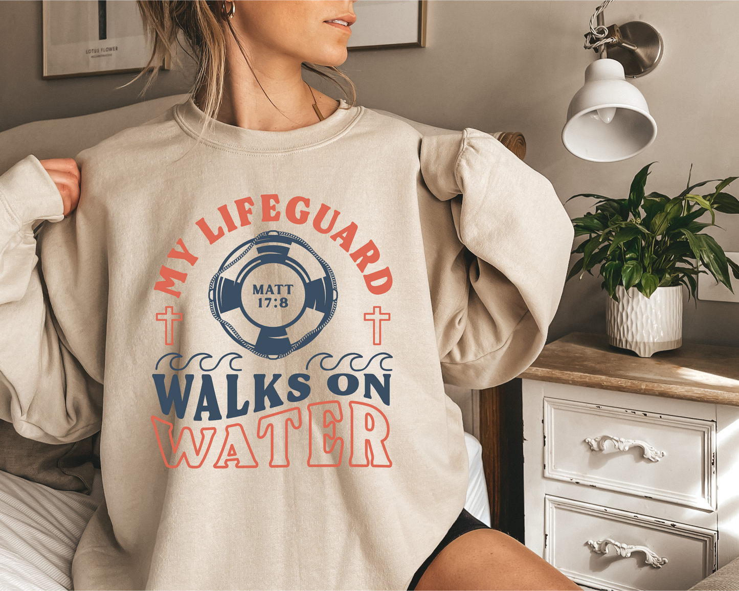 MY LIFEGAURD WALKS ON WATER CREWNECK SWEATSHIRT
