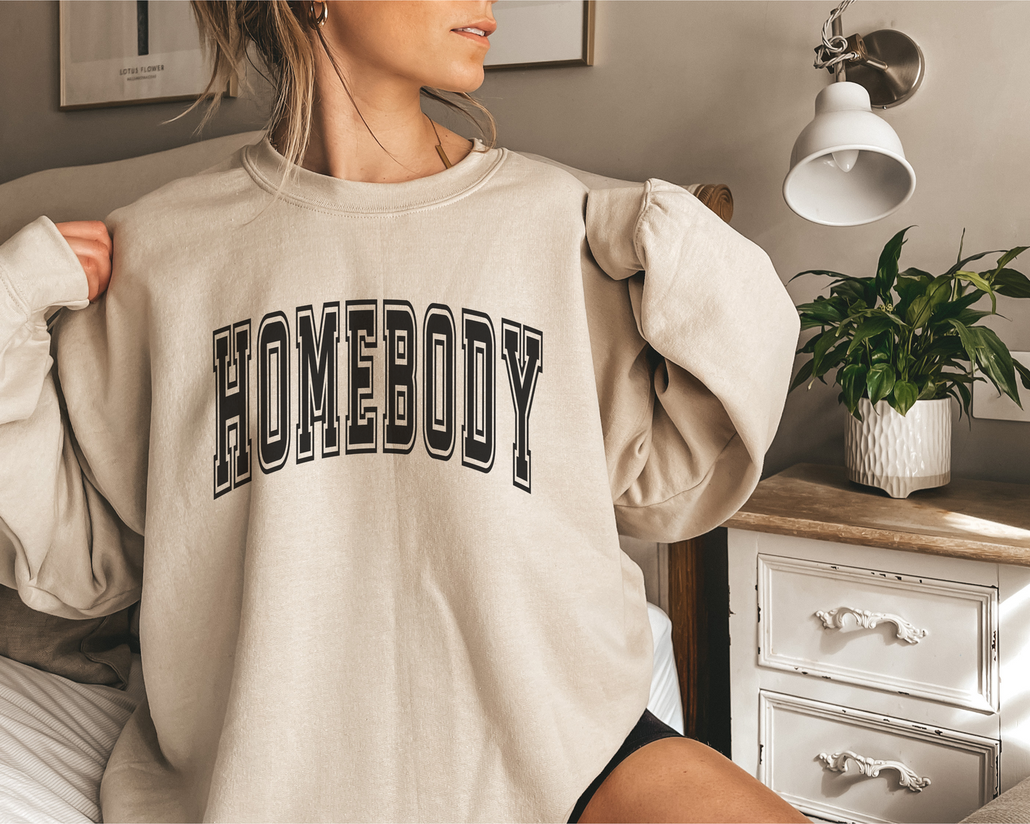 Homebody varsity font crew neck sweatshirt