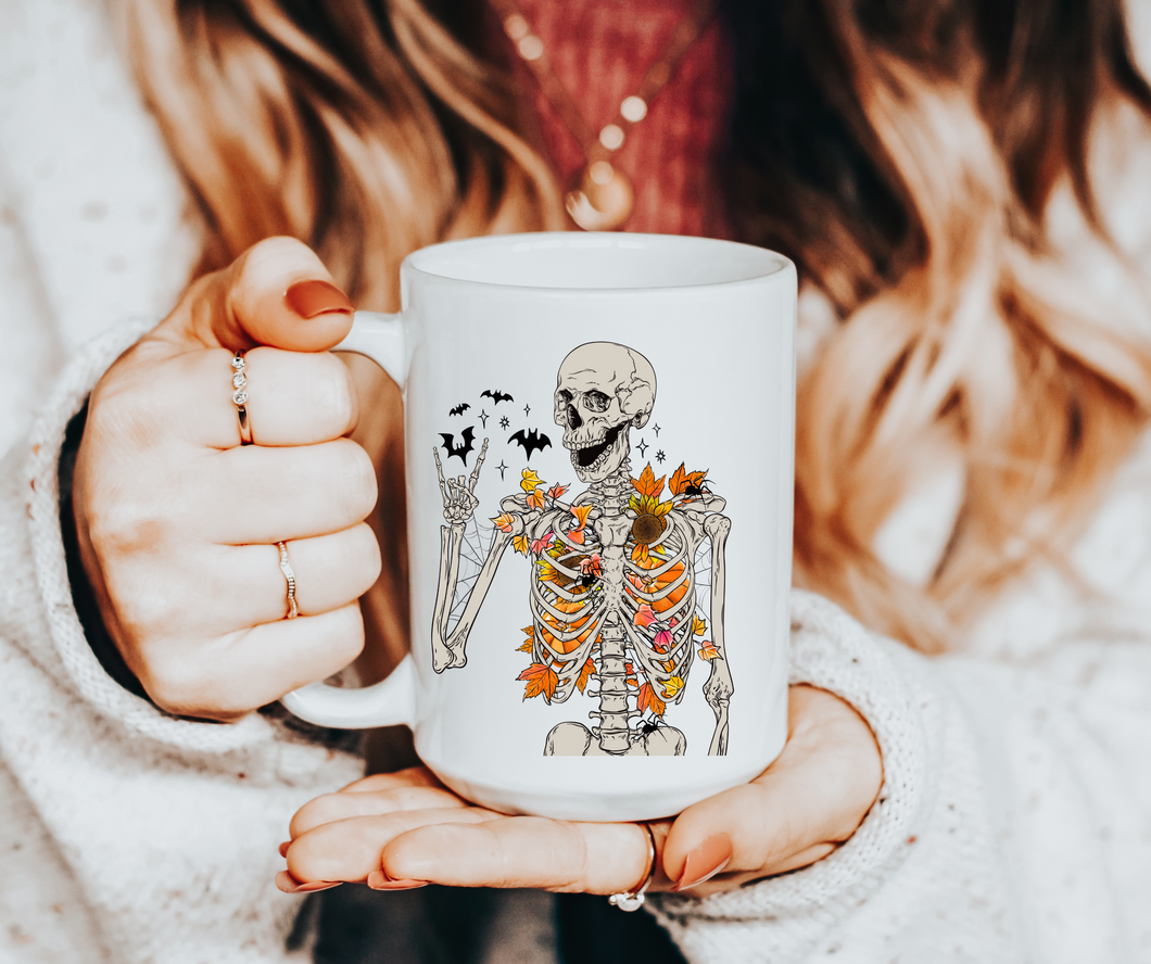 Fall skeleton coffee mug