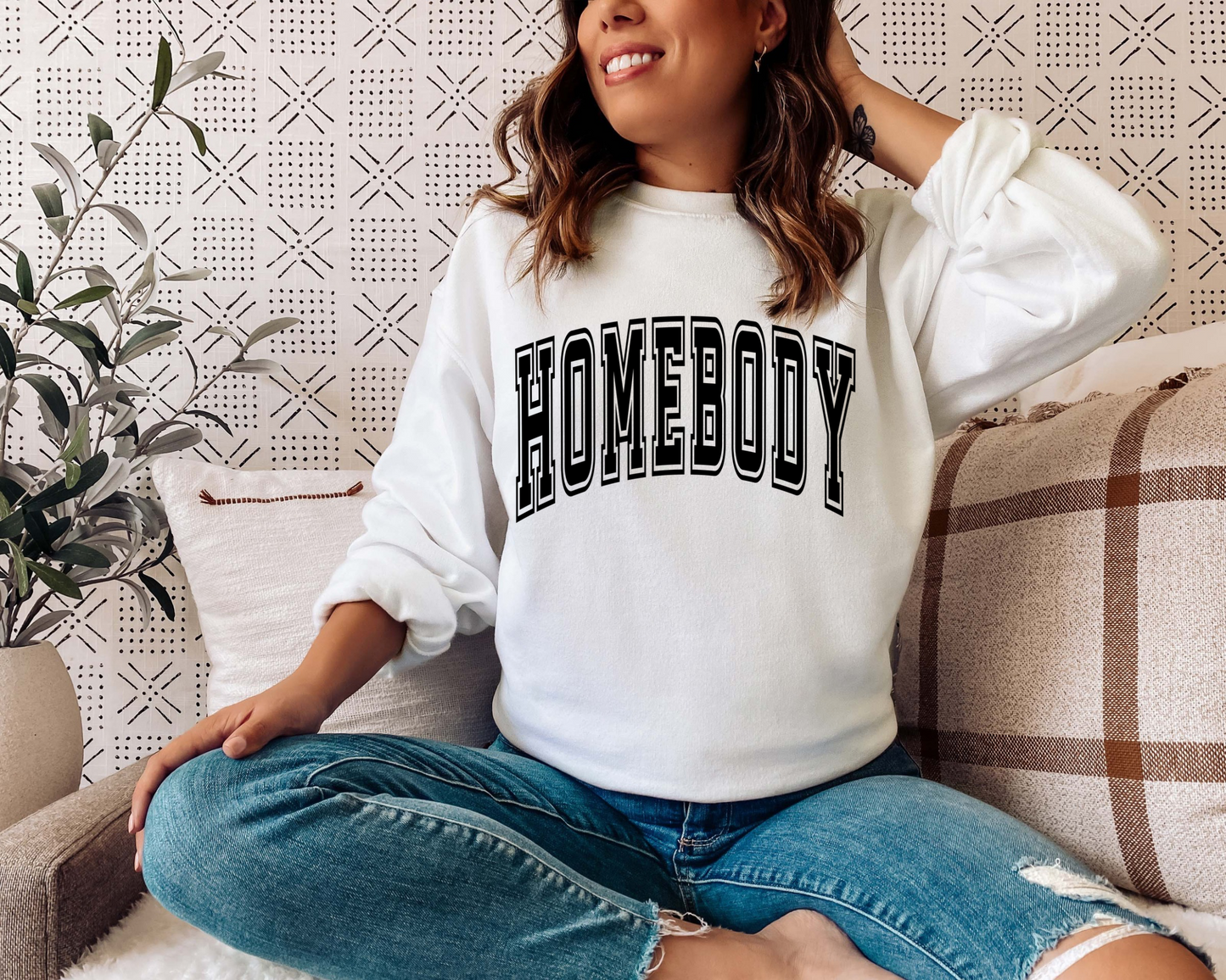 Homebody varsity font crew neck sweatshirt