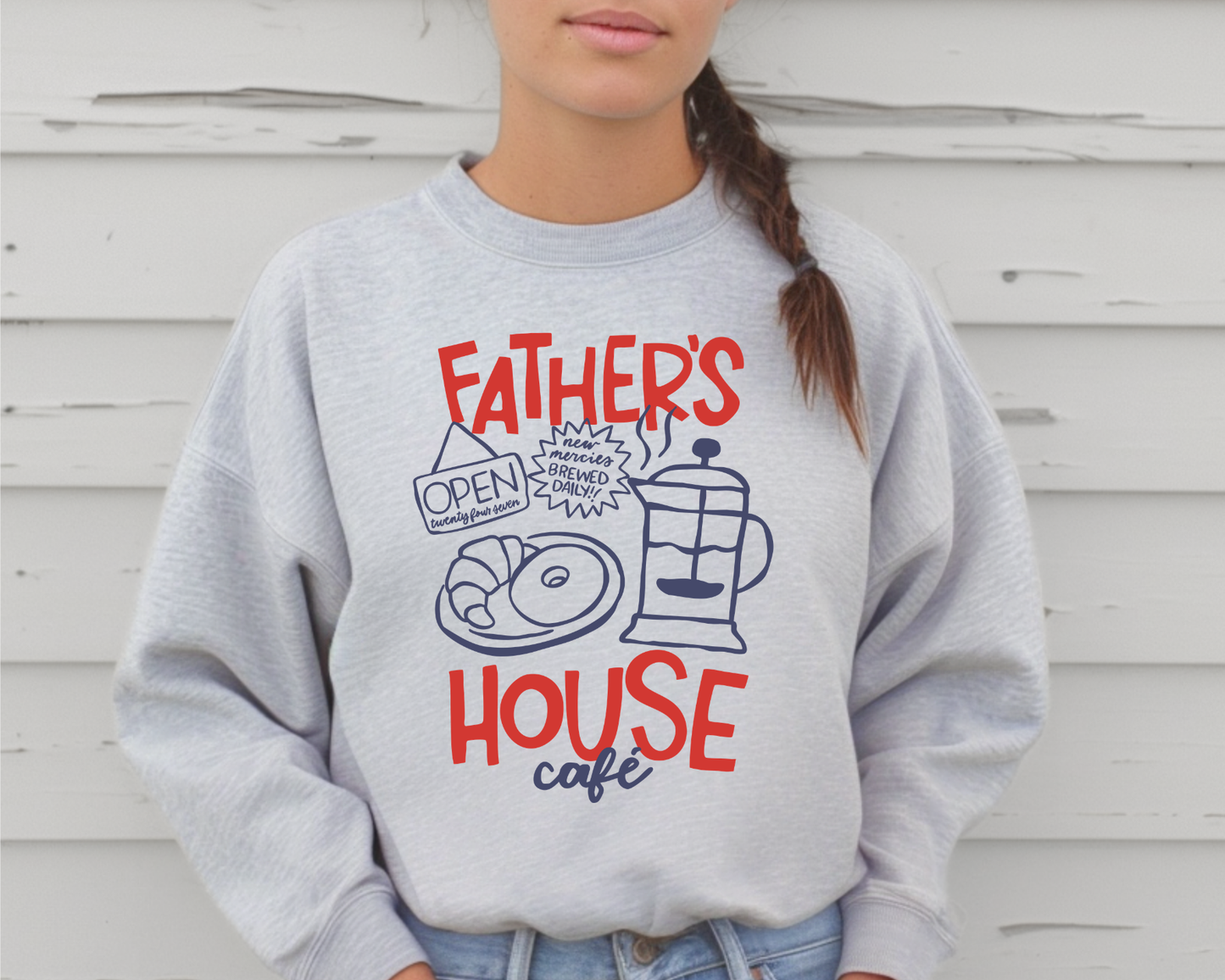 FATHER'S HOUSE CAFE RETRO CREWNECK SWEATSHIRT