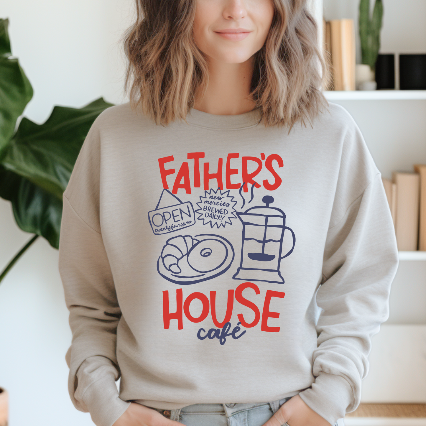 FATHER'S HOUSE CAFE RETRO CREWNECK SWEATSHIRT
