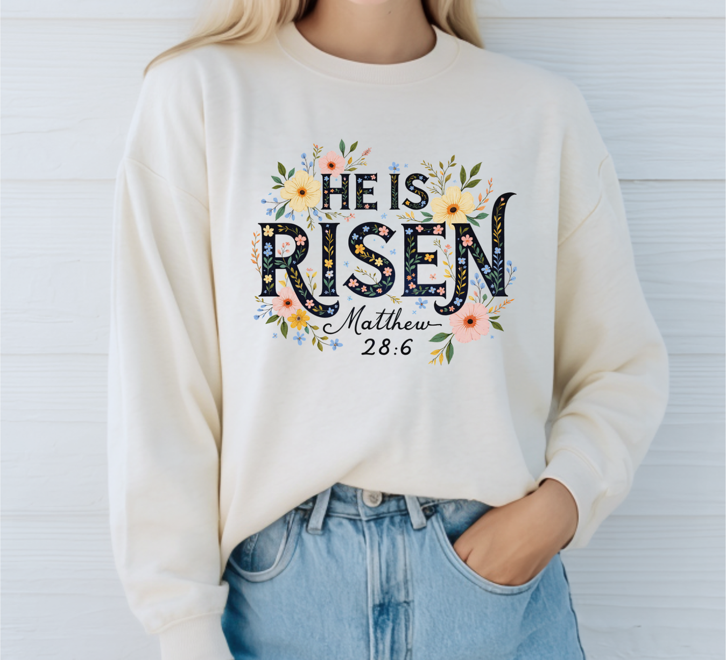 HE IS RISEN EASTER CREWNECK SWEATSHIRT
