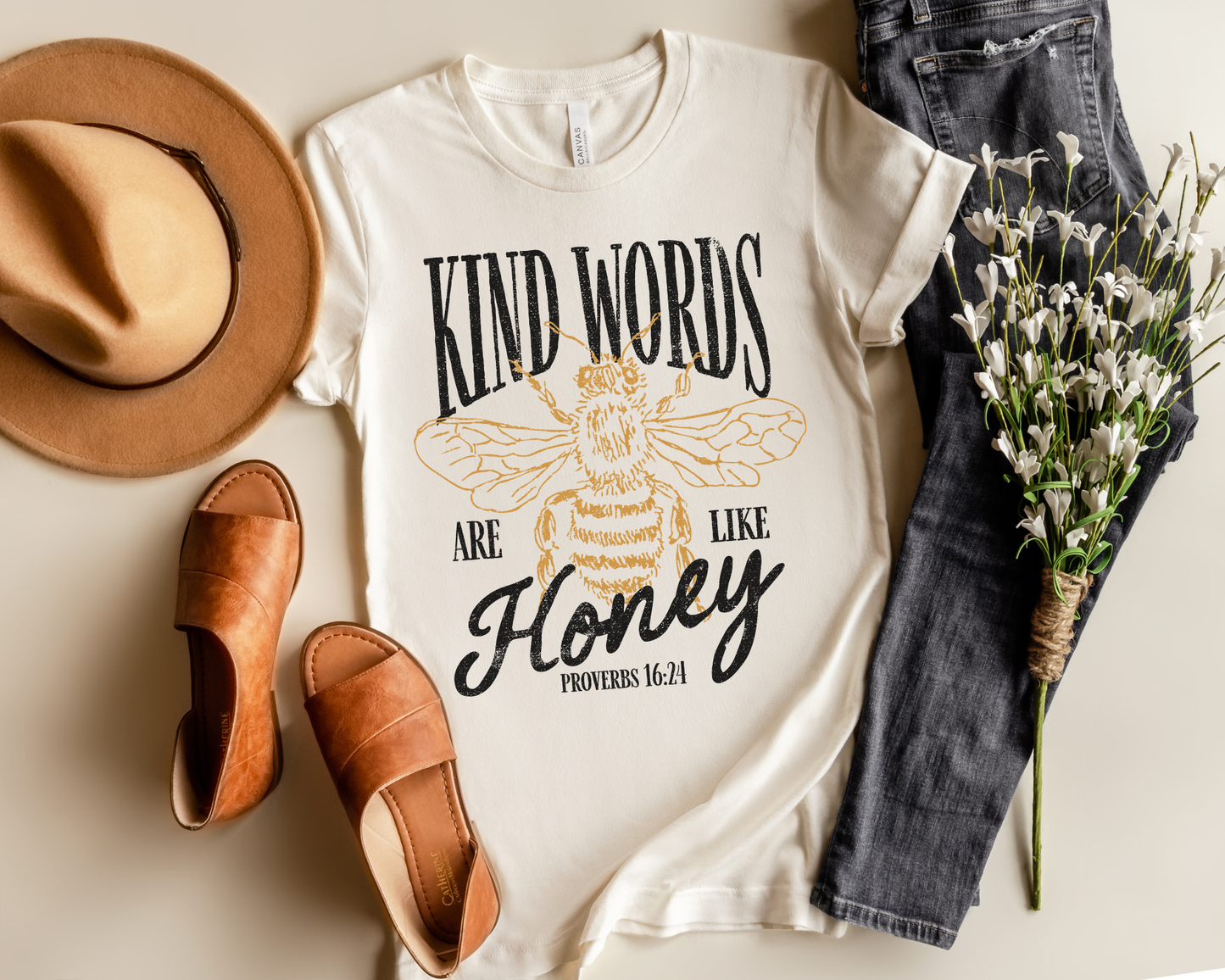 KIND WORDS ARE LIKE HONEY ADULT GRAPHIC TEE
