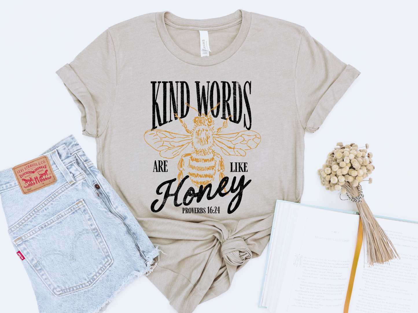 KIND WORDS ARE LIKE HONEY ADULT GRAPHIC TEE