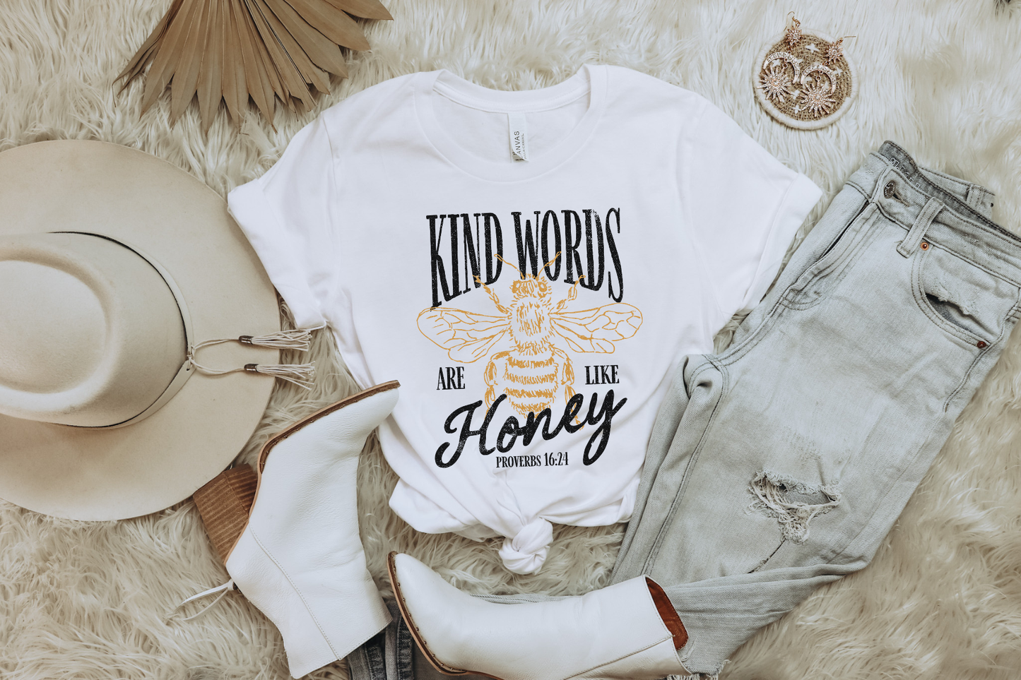 KIND WORDS ARE LIKE HONEY ADULT GRAPHIC TEE