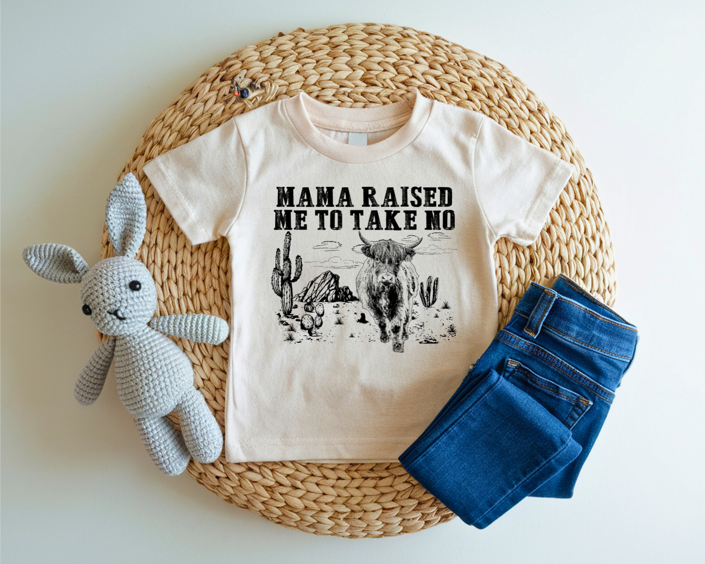 MAMA RAISED ME TO TAKE NO BULL YOUTH GRAPHIC TEE