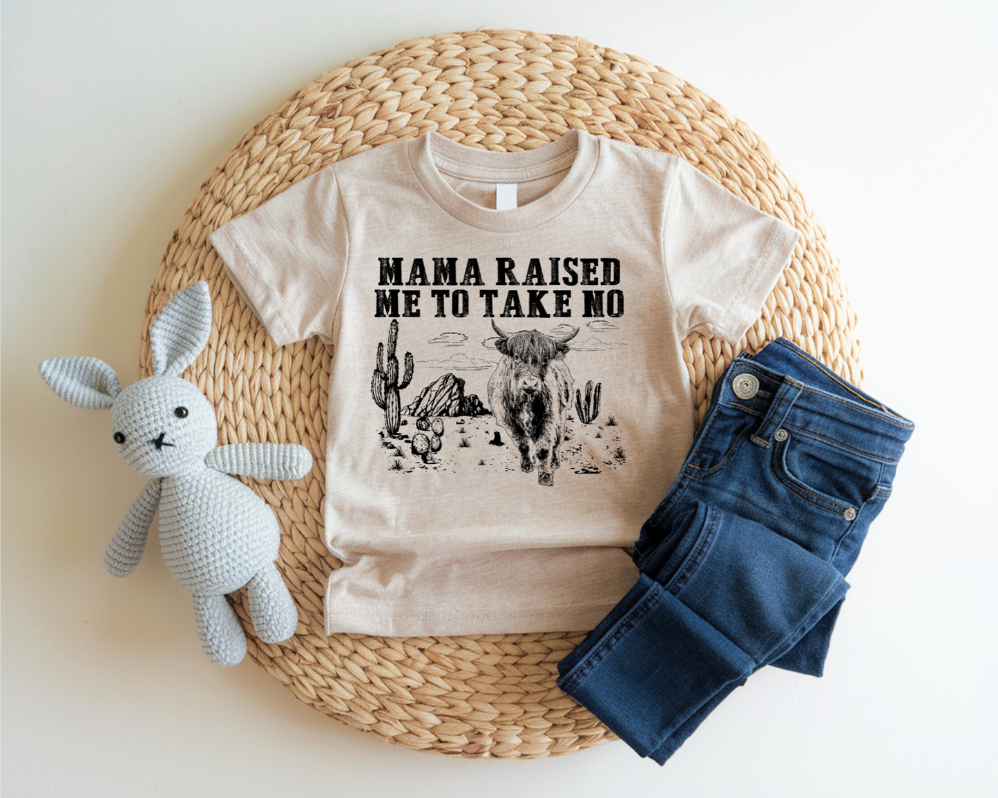 MAMA RAISED ME TO TAKE NO BULL YOUTH GRAPHIC TEE