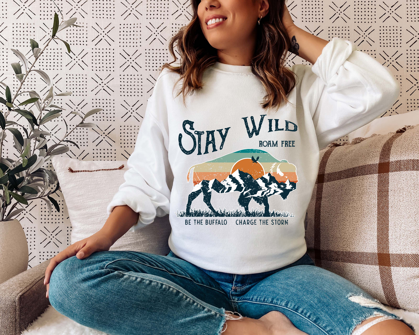STAY WILD ROAM FREE CREWNECK SWEATSHIRT ADULT