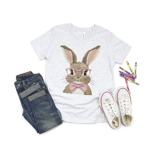 YOUTH FAUX KNIT BUNNY GRAPHIC TEE