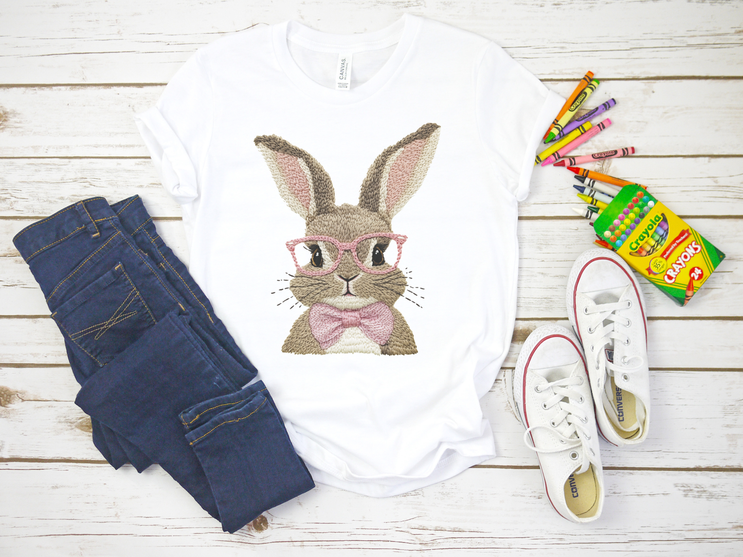YOUTH FAUX KNIT BUNNY GRAPHIC TEE