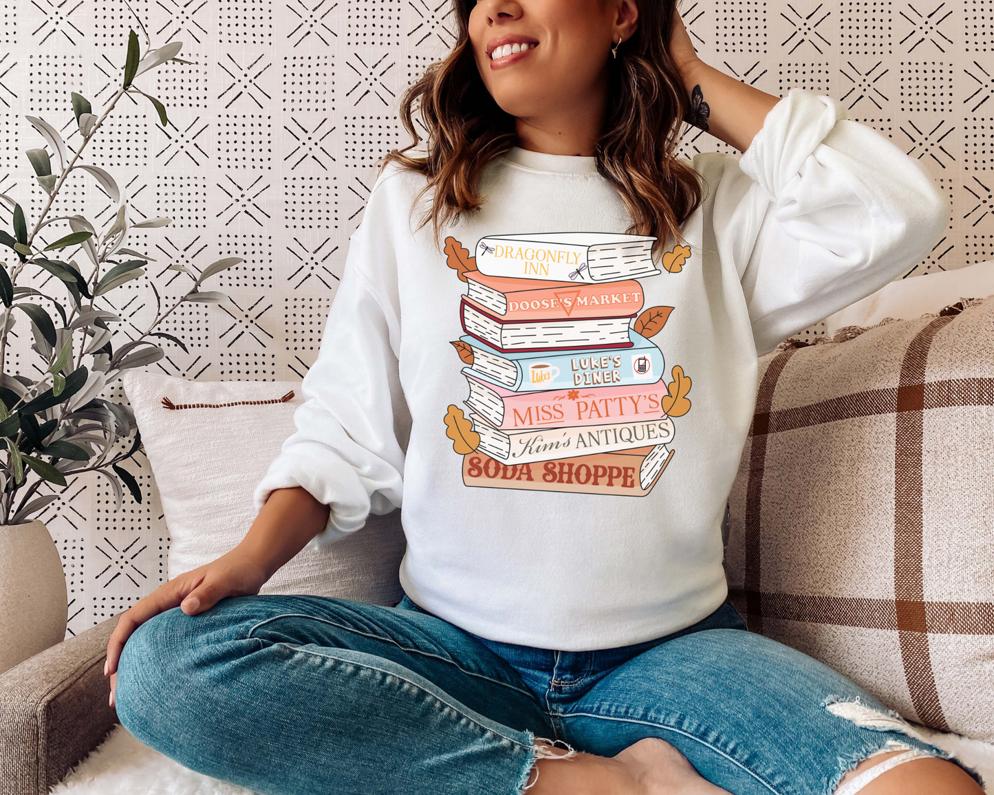 GILMORE GIRLS BOOK STACK CREWNECK SWEATSHIRT