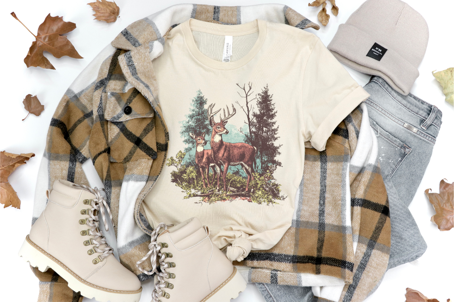 RETRO VINTAGE FALL DEER GRAPHIC TEE