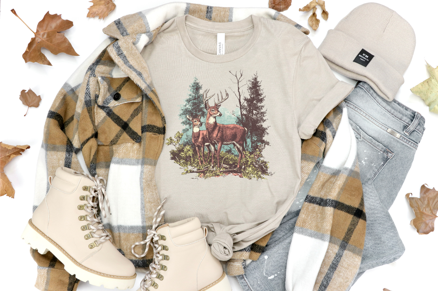 RETRO VINTAGE FALL DEER GRAPHIC TEE