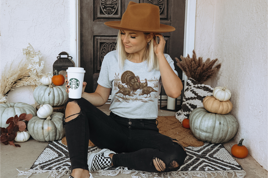 VINTAGE RETRO TURKEY FALL GRAPHIC TEE