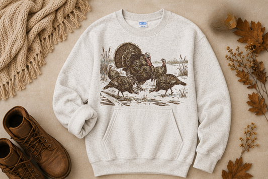 VINTAGE RETRO TURKEY POCKET CREWNECK SWEATSHIRT