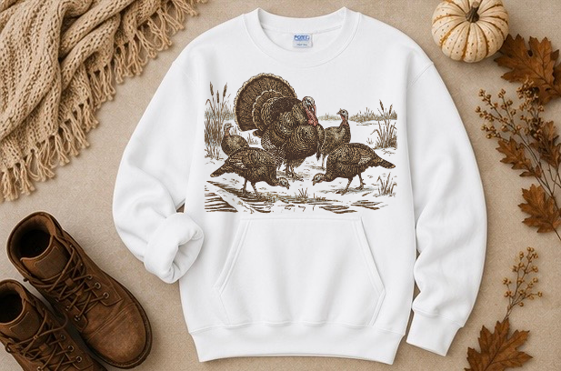 VINTAGE RETRO TURKEY POCKET CREWNECK SWEATSHIRT